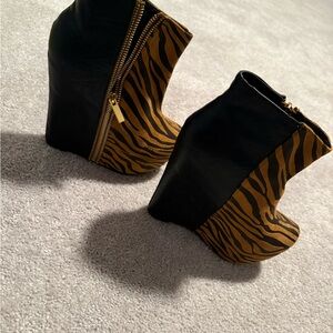 Paper Fox Black and Tan Zebra Wedges